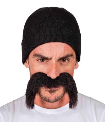 GORRO NEGRO Y BIGOTE NEGRO MAXI