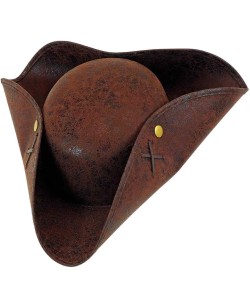 SOMBRERO TRICORNIO PIRATA MARRON CON CRUZ NEGRAS 2