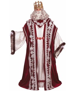 TRAJE REY MELCHOR ROJO Y PLATEADO PARA HOMBRE