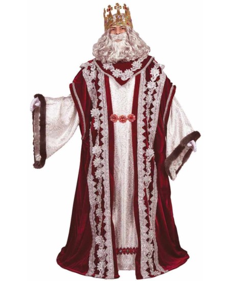 TRAJE REY MELCHOR ROJO Y PLATEADO PARA HOMBRE