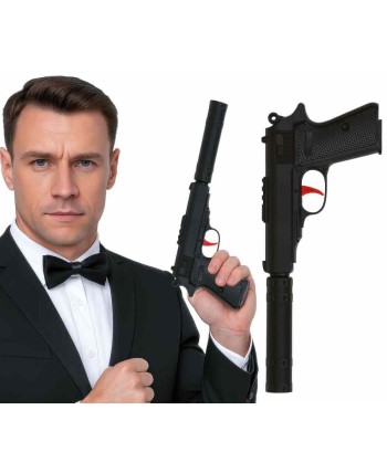 PISTOLA CON SILENCIADOR NEGRA