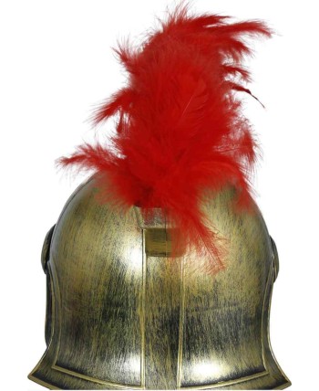 CASCO ROMANO GLADIADOR DORADO CRESTA ROJA