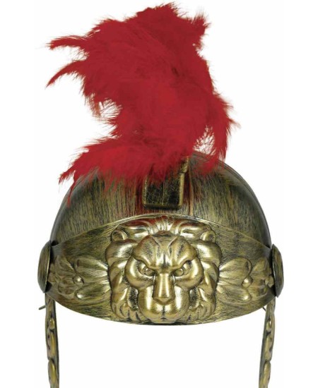 CASCO ROMANO GLADIADOR DORADO CRESTA ROJA