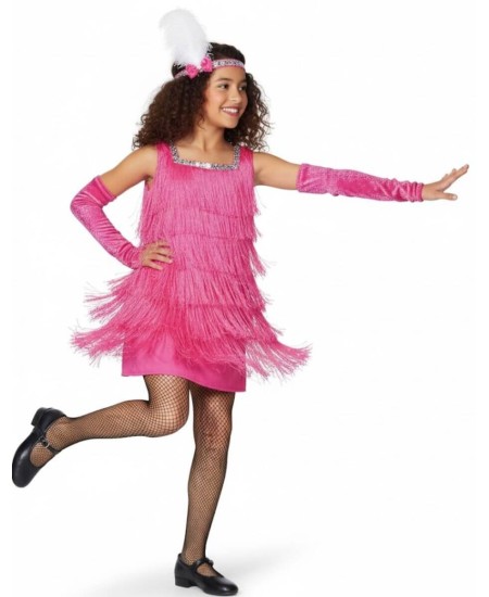 DISFRAZ DE CHARLESTON ROSA FLECOS