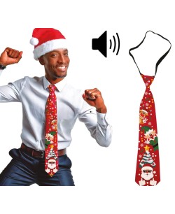 CORBATA DE NAVIDAD ROJA PAPA NOEL MUSICAL