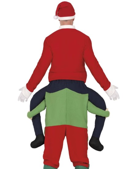 DISFRAZ DE ELFO A HOMBROS PAPA NOEL