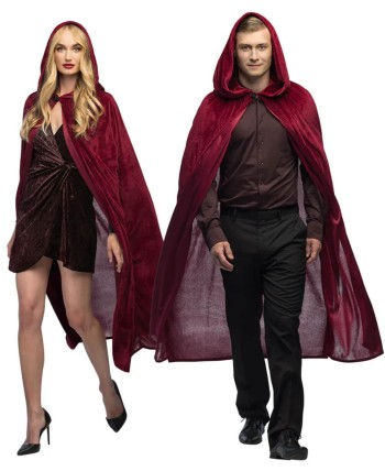 CAPA DE TERCIOPELO GRANATE CON CAPUCHA