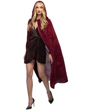 CAPA DE TERCIOPELO GRANATE CON CAPUCHA