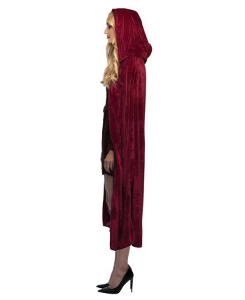 CAPA DE TERCIOPELO GRANATE CON CAPUCHA