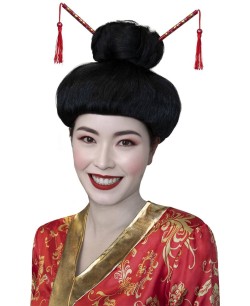 PELUCA GEISHA MUJER MOÑO CON PALOS