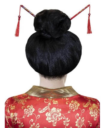 PELUCA GEISHA MUJER MOÑO CON PALOS