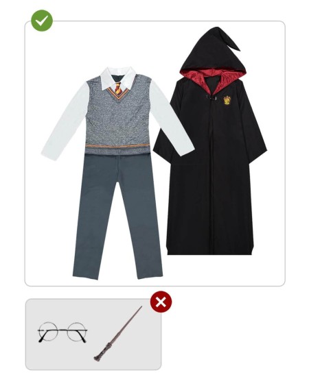 DISFRAZ DE HARRY POTTER CON UNIFORME PARA HOMBRE