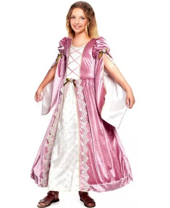 DISFRAZ DE PRINCESA MEDIEVAL ROSA TERCIOPELO