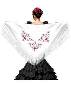 MANTON DE SEVILLANA BORDADO BLANCO
