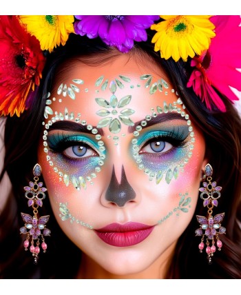 GEMMAS ADHESIVAS CALAVERA MEJICANA PLATA