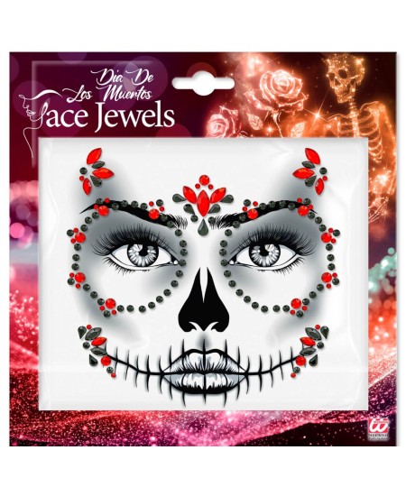 GEMMAS ADHESIVAS CALAVERA MEJICANA ROJO Y NEGRO