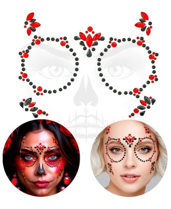 GEMMAS ADHESIVAS CALAVERA MEJICANA ROJO Y NEGRO