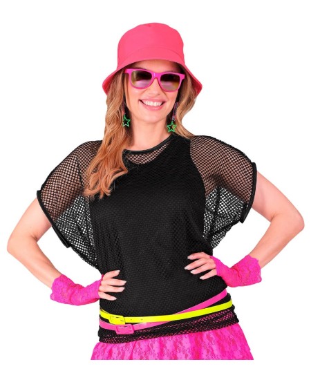 CAMISETA DE RED NEGRA MUJER MANGA CORTA