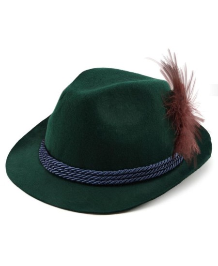 SOMBRERO OKTOBERFEST VERDE OSCURO CON PLUMA