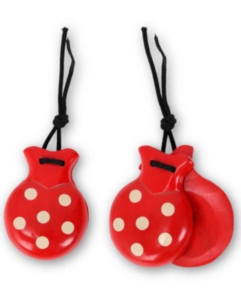 CASTAÑUELAS  ROJO LUNAR BLANCO EN CAJA