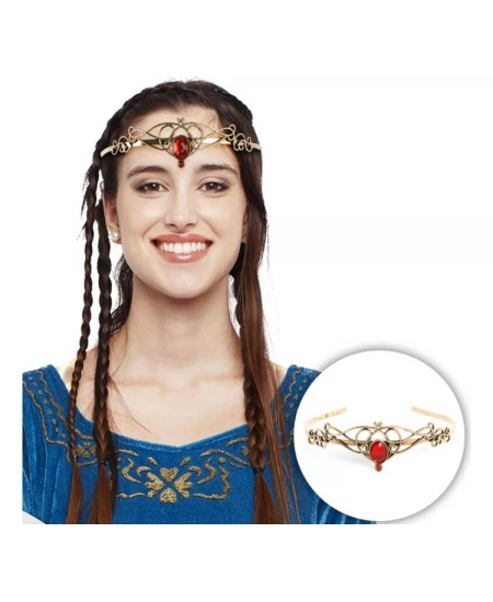 DIADEMA MEDIEVAL PIEDRA ROJA
