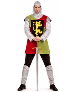 DISFRAZ DE CRUZADO MEDIEVAL VERDE Y ROJO PARA HOMBRE