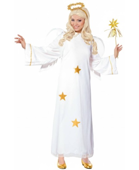 DISFRAZ DE ANGEL LARGO CON ESTRELLAS PARA MUJER