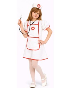 DISFRAZ DE ENFERMERA CON LUZ DE FIBRA OPTICA