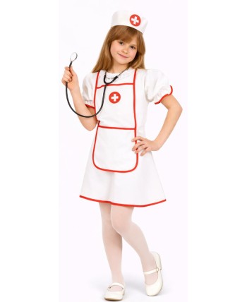DISFRAZ DE ENFERMERA CON LUZ DE FIBRA OPTICA