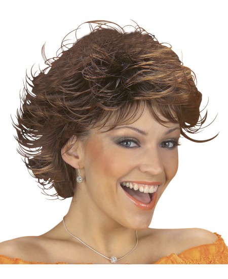 PELUCA CASTAÑA CORTE ERIZO EFECTO MOJADO