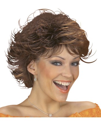 PELUCA CASTAÑA CORTE ERIZO EFECTO MOJADO