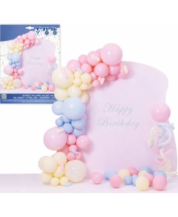SET GLOBOS ORGANICO PASTEL