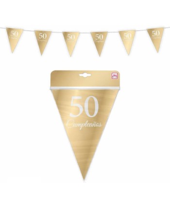 GUIRNALDA BANDERINES ORO 50 CUMPLEAÑOS