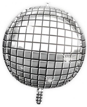 GLOBO DE HELIO BOLA DISCO PLATA AÑOS 80