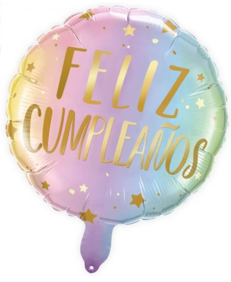 GLOBO DE HELIO REDONDO GRADIENTE FELIZ CUMPLEAÑOS DORADO