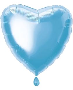 Globo Foil Corazón Azul Claro Metalizado 45 cm | Globo Helio