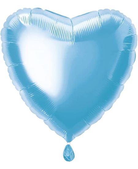 Globo Foil Corazón Azul Claro Metalizado 45 cm | Globo Helio