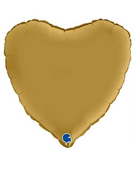 Globo Foil Corazón Dorado Satinado 45 cm | Globo Helio
