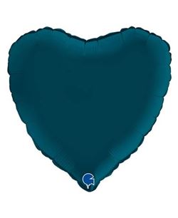 Globo Foil Corazón Azul Petróleo Satinado 45 cm