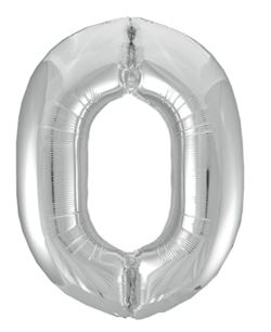 Globo Foil Número 0 Plateado Metalizado 86 cm | Globo Helio
