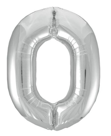 Globo Foil Número 0 Plateado Metalizado 86 cm | Globo Helio