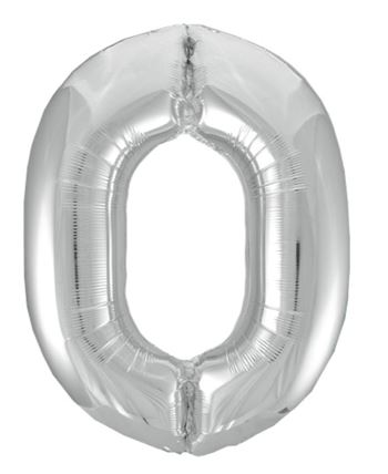 Globo Foil Número 0 Plateado Metalizado 86 cm | Globo Helio