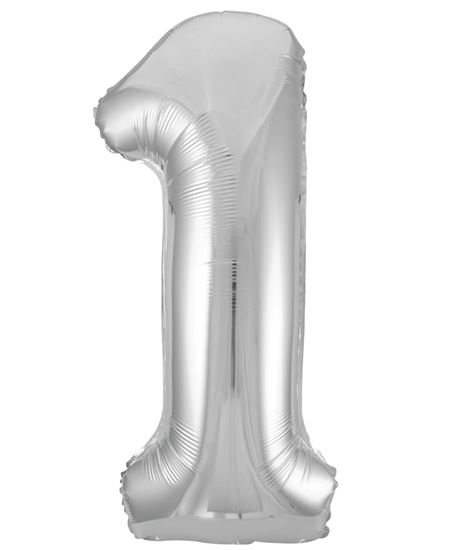 Globo Foil Número 1 Plata 86 cm | Globo Helio