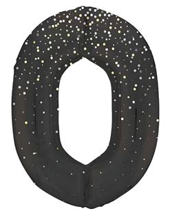 Globo Número 0 Negro Estrellas 86 cm | Globo Foil