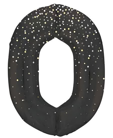 Globo Número 0 Negro Estrellas 86 cm | Globo Foil