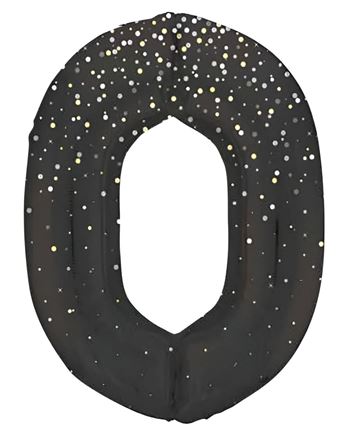 Globo Número 0 Negro Estrellas 86 cm | Globo Foil