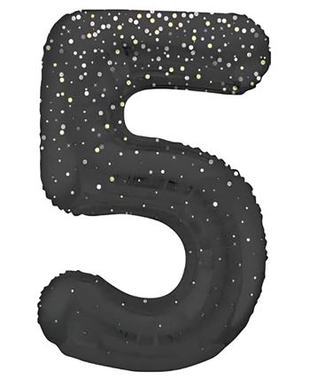 Globo Número 5 Negro Estrellas 86 cm | Globo Foil