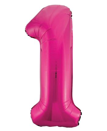 Globo Foil Número 1 Fucsia Metalizado 86 cm | Globo Helio