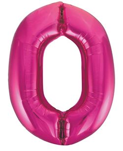 Globo Foil Número 0 Fucsia Metalizado 86 cm | Globo Helio