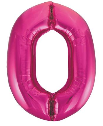 Globo Foil Número 0 Fucsia Metalizado 86 cm | Globo Helio